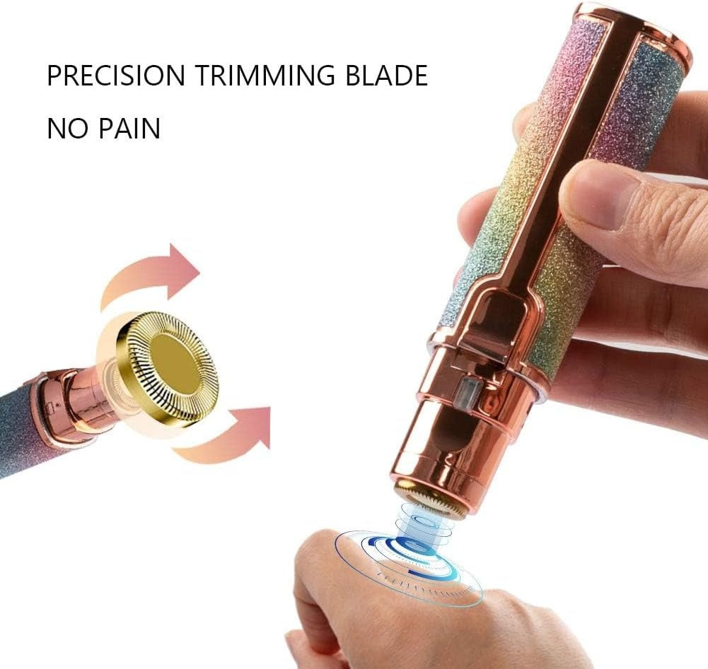 2 in 1 Portable Electric Eyebrow Trimmer Epilator for Women Body Facial Lipstick