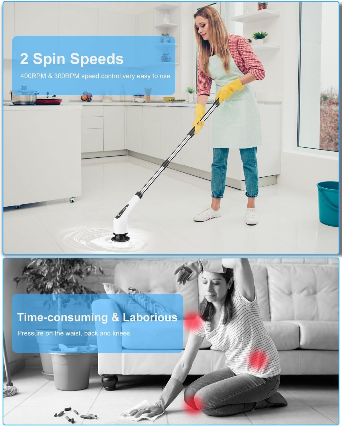 Electric Bathroom Cleaning Brush 9-in-1 Wireless Household Rotation Cleaning Brush for Bathroom Kitchen
