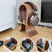 Solid wood headphone holder