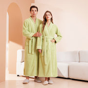 women's autumn and winter coral fleece thick warm long flannel nightgown men's bathrobe sleepwear